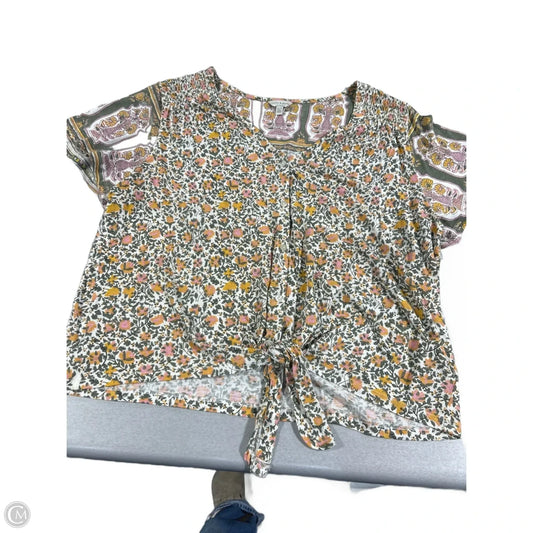 Top Short Sleeve By Lucky Brand In Green & Pink, Size: Xl