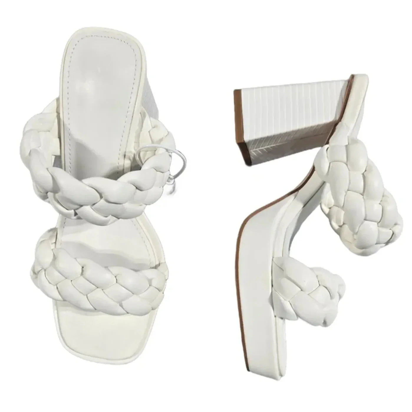 Sandals Heels Block By Cmc In White, Size: 6