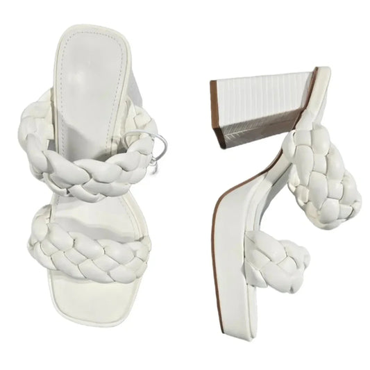 Sandals Heels Block By Cmc In White, Size: 6
