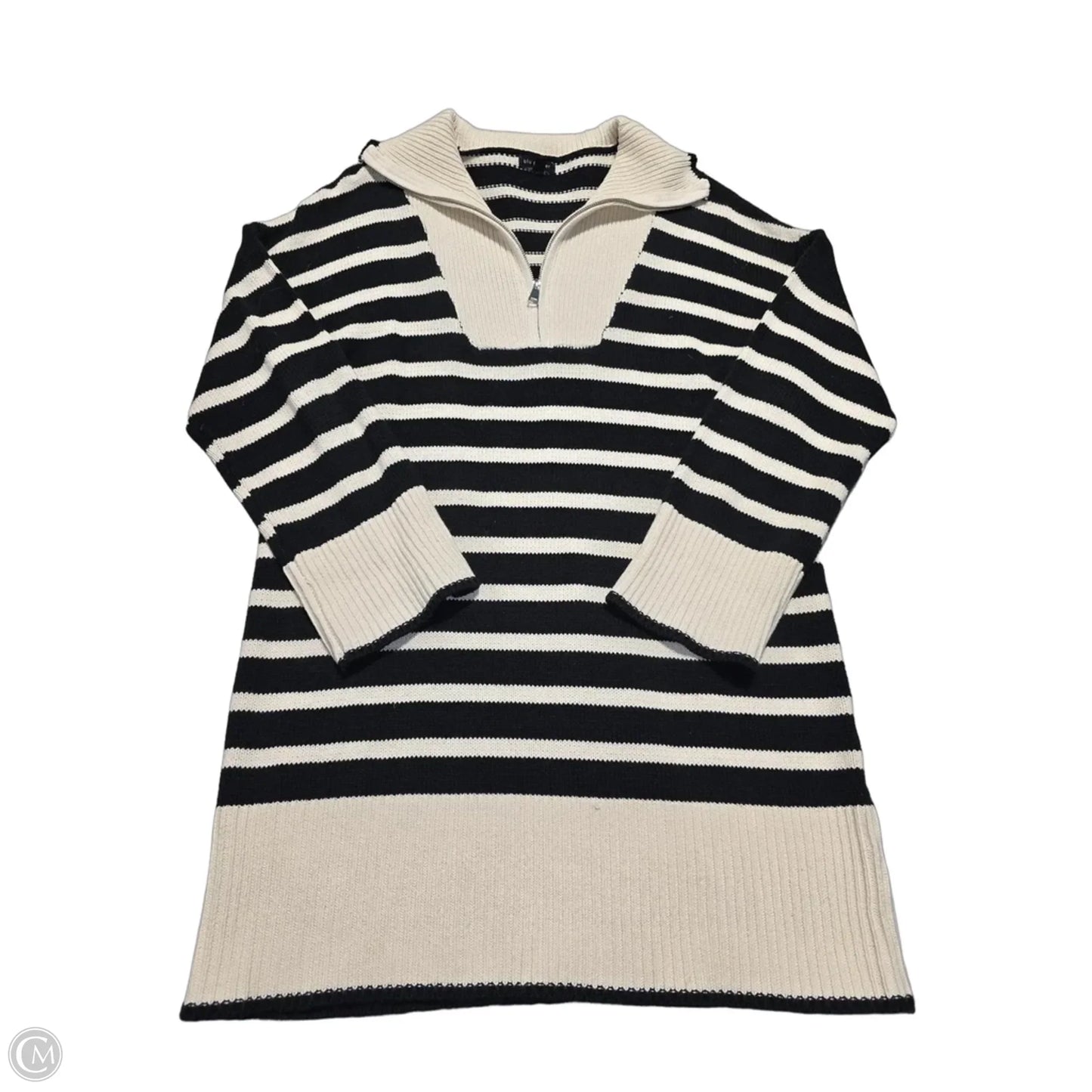 Dress Sweater By Blu Pepper In Striped Pattern, Size: M