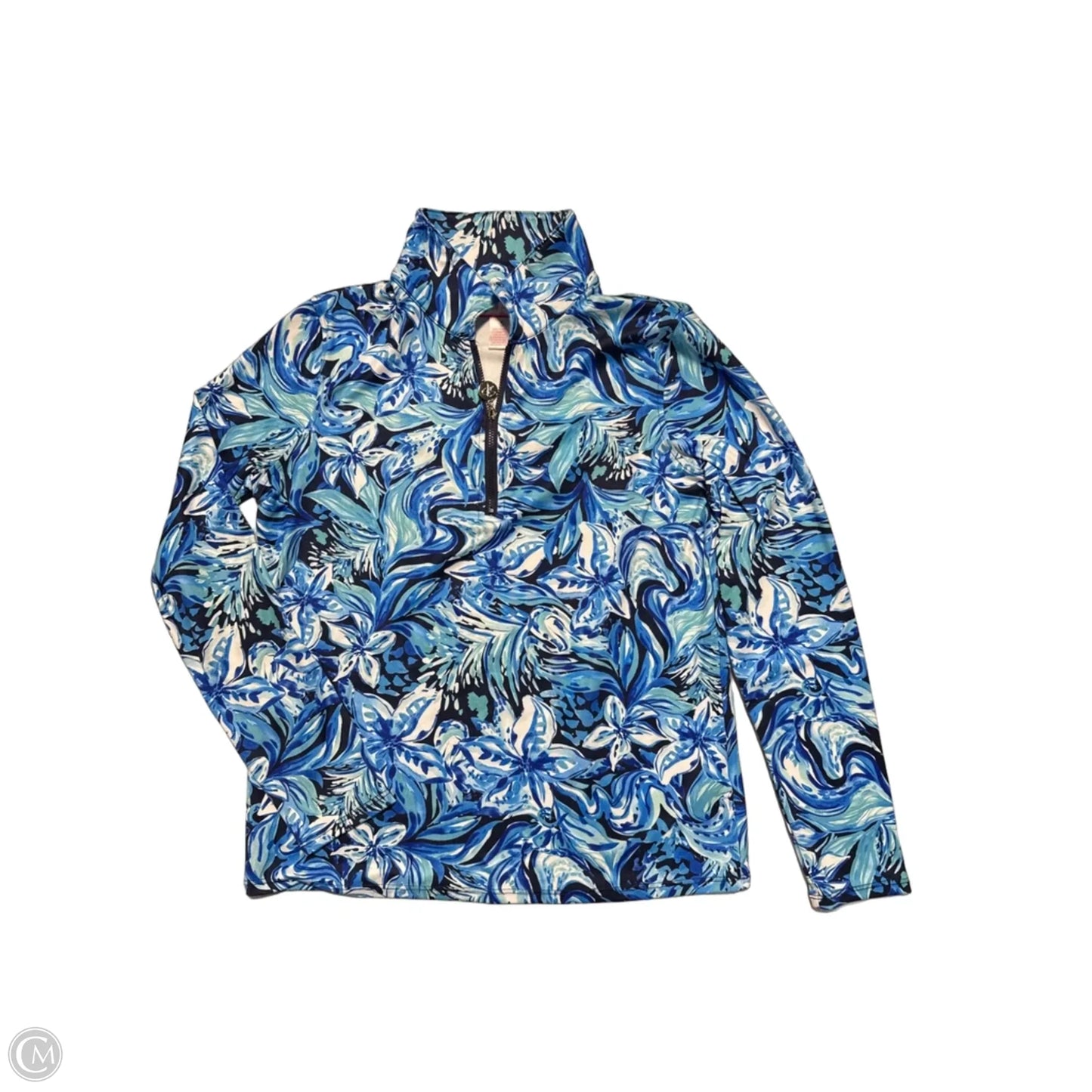 Athletic Top Long Sleeve Collar By Stella Parker In Blue, Size: S