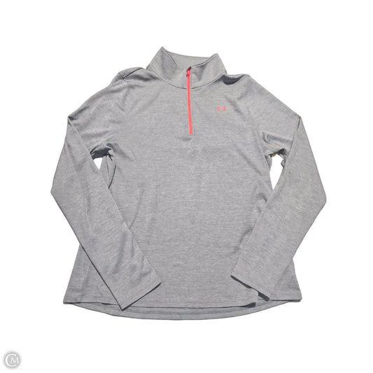 Athletic Top Long Sleeve Collar By Under Armour In Grey, Size: Xl