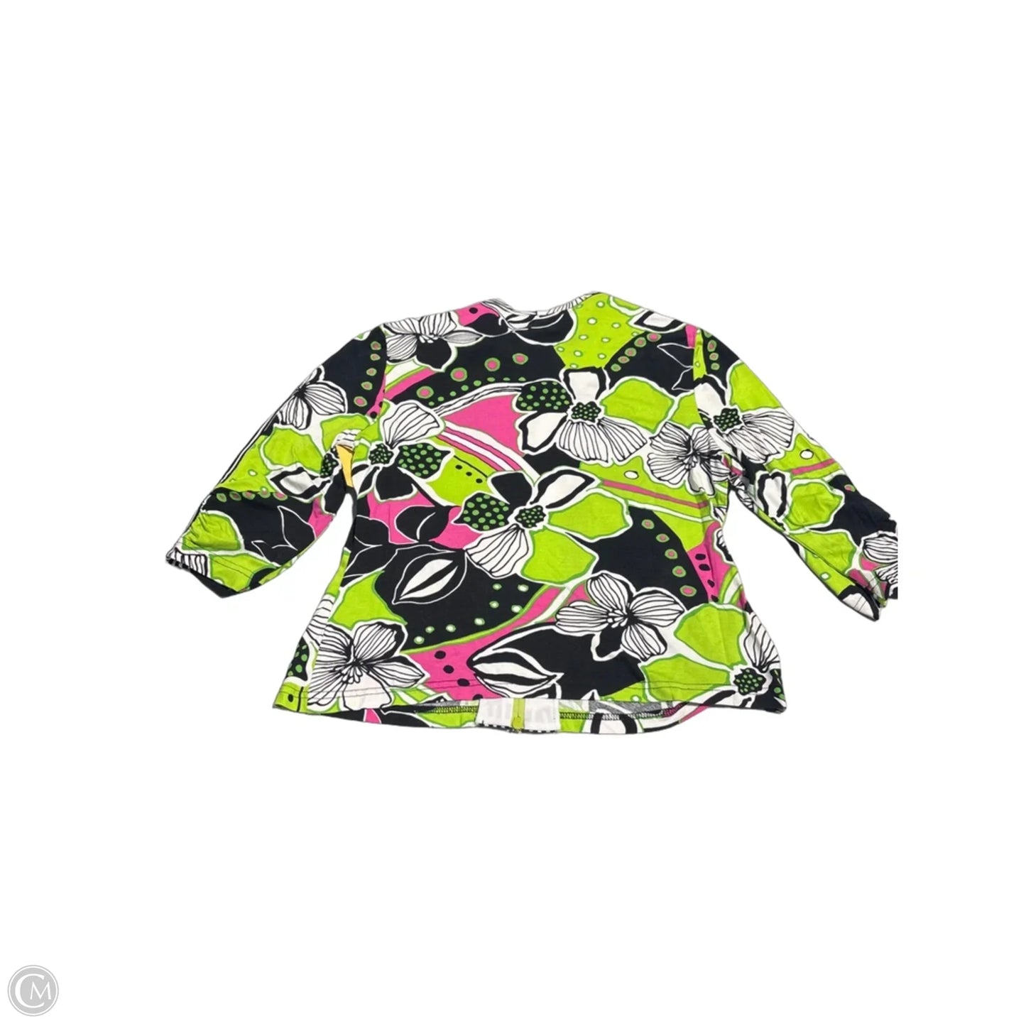 Top 3/4 Sleeve By Joseph Ribkoff In Green & Pink, Size: Xl
