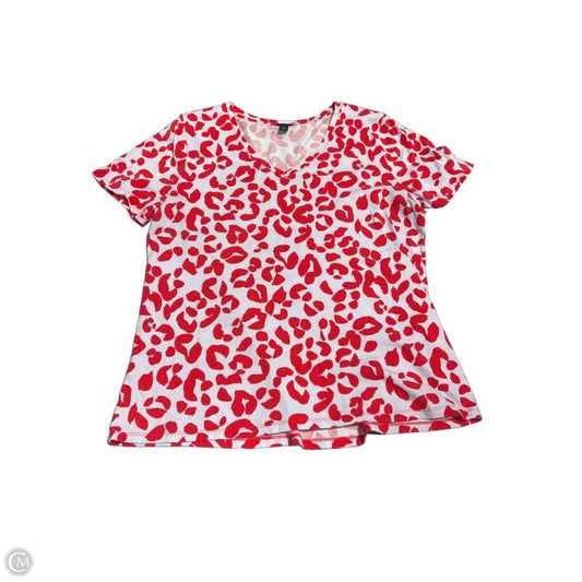 Top Short Sleeve By Ann Taylor In Red & White, Size: Xl