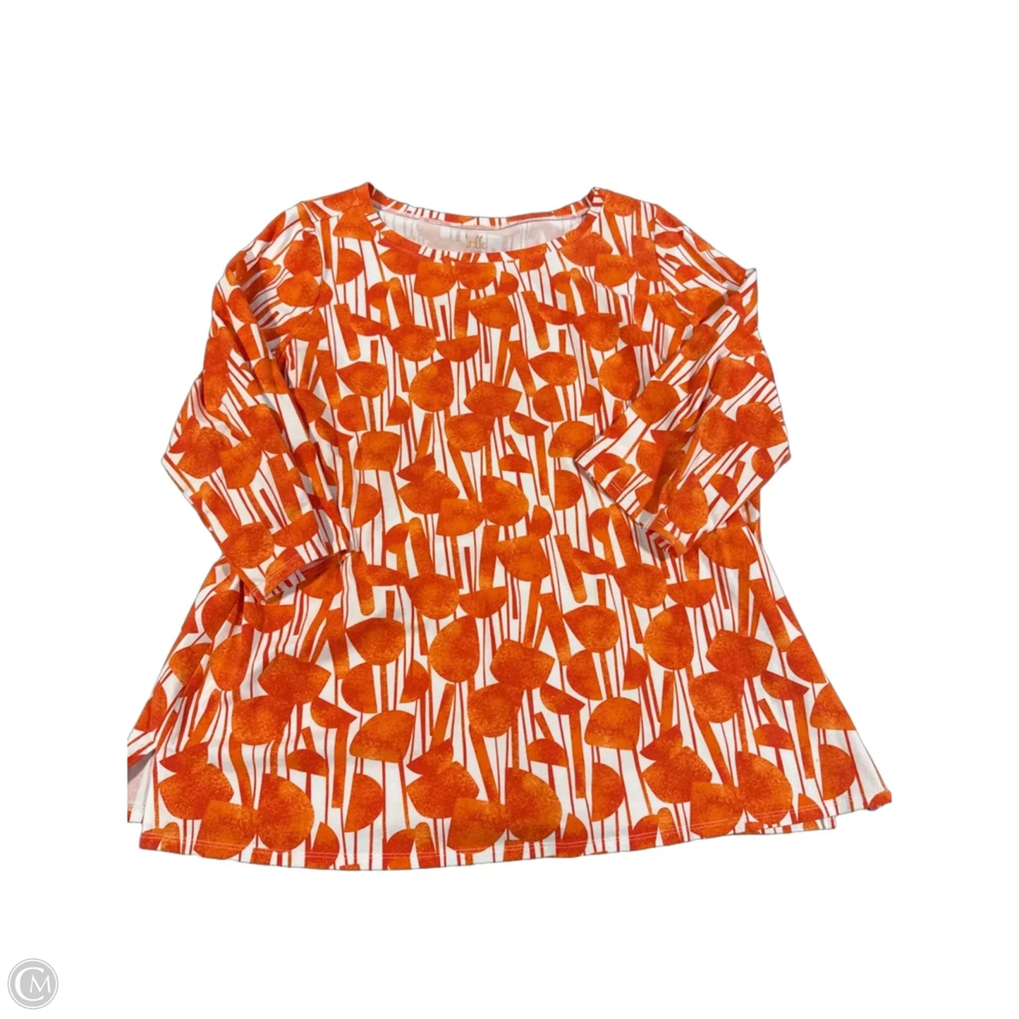 Top 3/4 Sleeve By Belle By Kim Gravel In Orange, Size: L