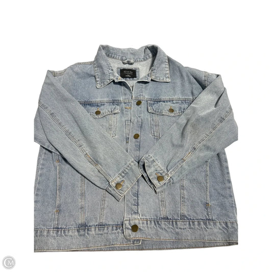 Jacket Denim By Active Usa In Leopard Print, Size: L