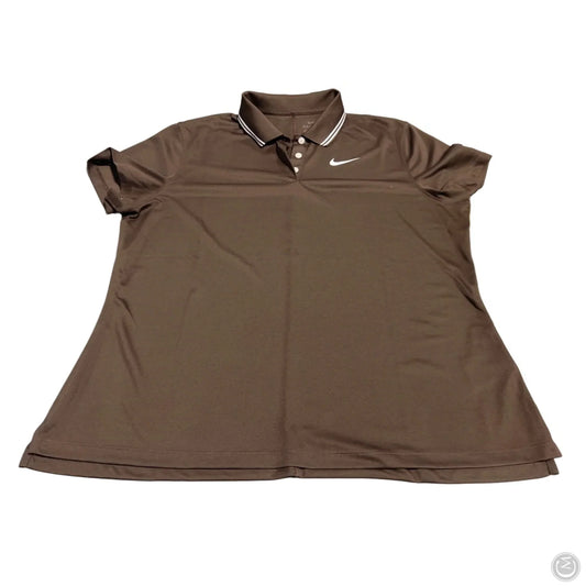 Athletic Top Short Sleeve By Nike In Brown, Size: Xl