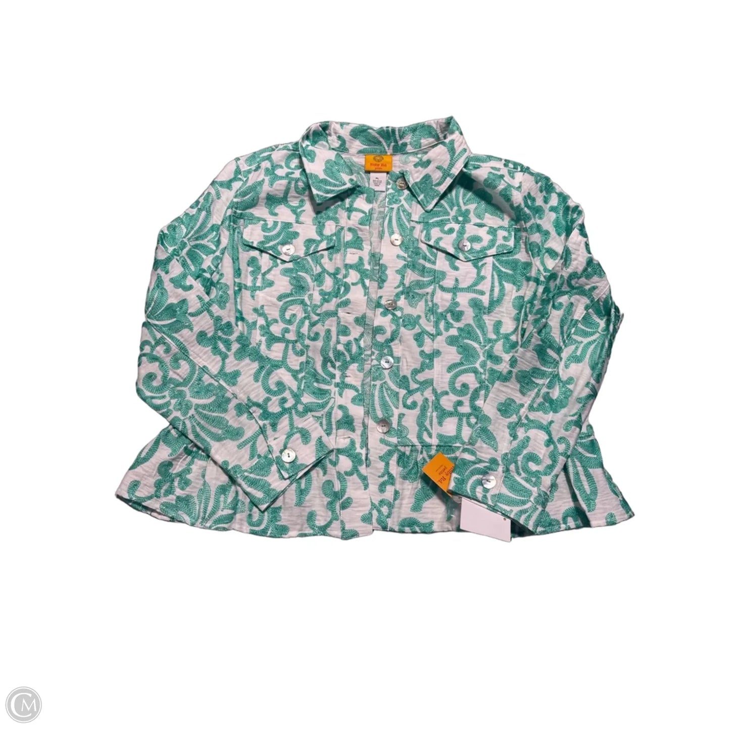 Top 3/4 Sleeve By Ruby Rd In Green & White, Size: Lp