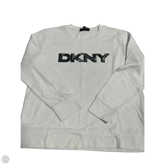 Top Long Sleeve By Dkny In White, Size: L
