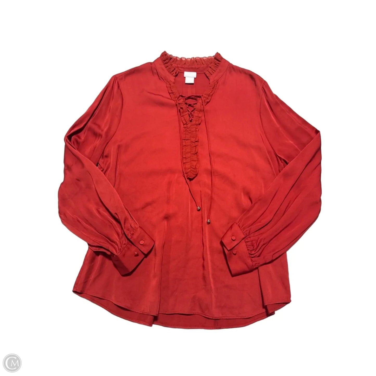 Blouse Long Sleeve By Chicos In Red, Size: L