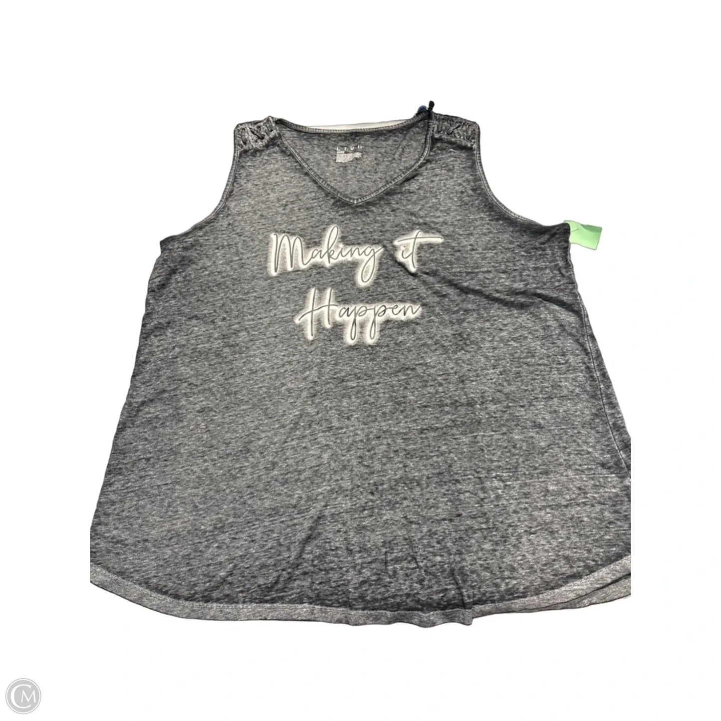 Top Sleeveless By Livi Active In Grey, Size: 3x
