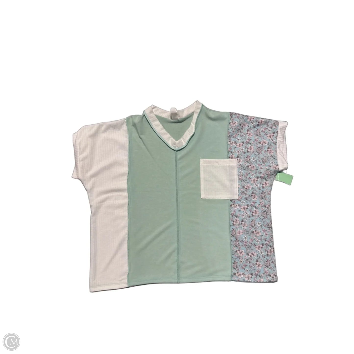 Top Short Sleeve By 7th Ray In Green & White, Size: M