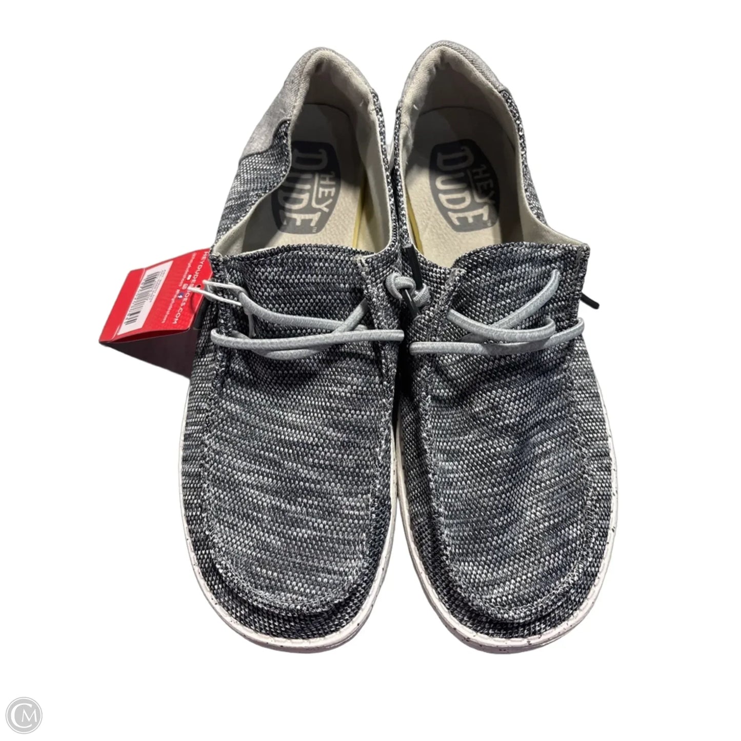 Shoes Flats By Hey Dude In Black & Grey, Size: 10