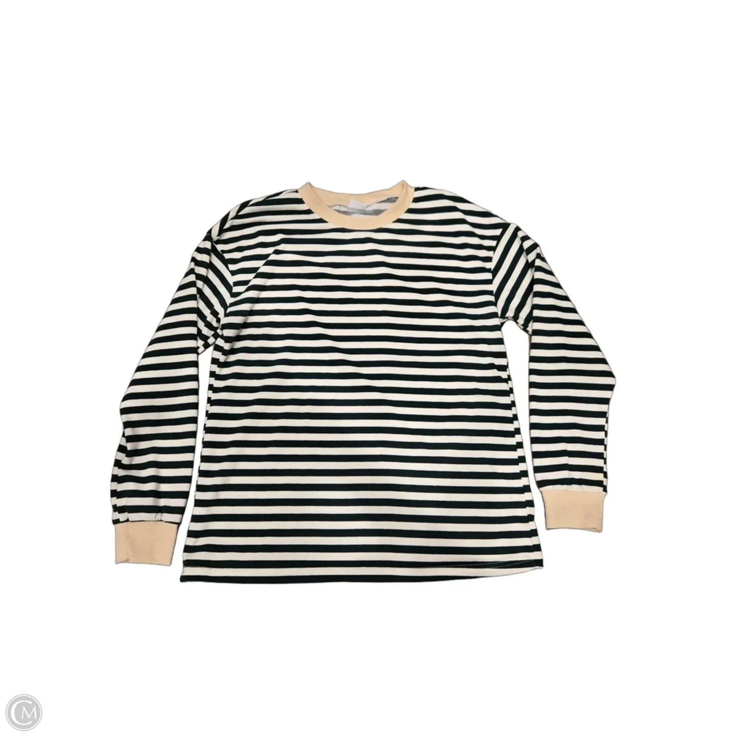 Top Long Sleeve By Cmc In Green & White, Size: M