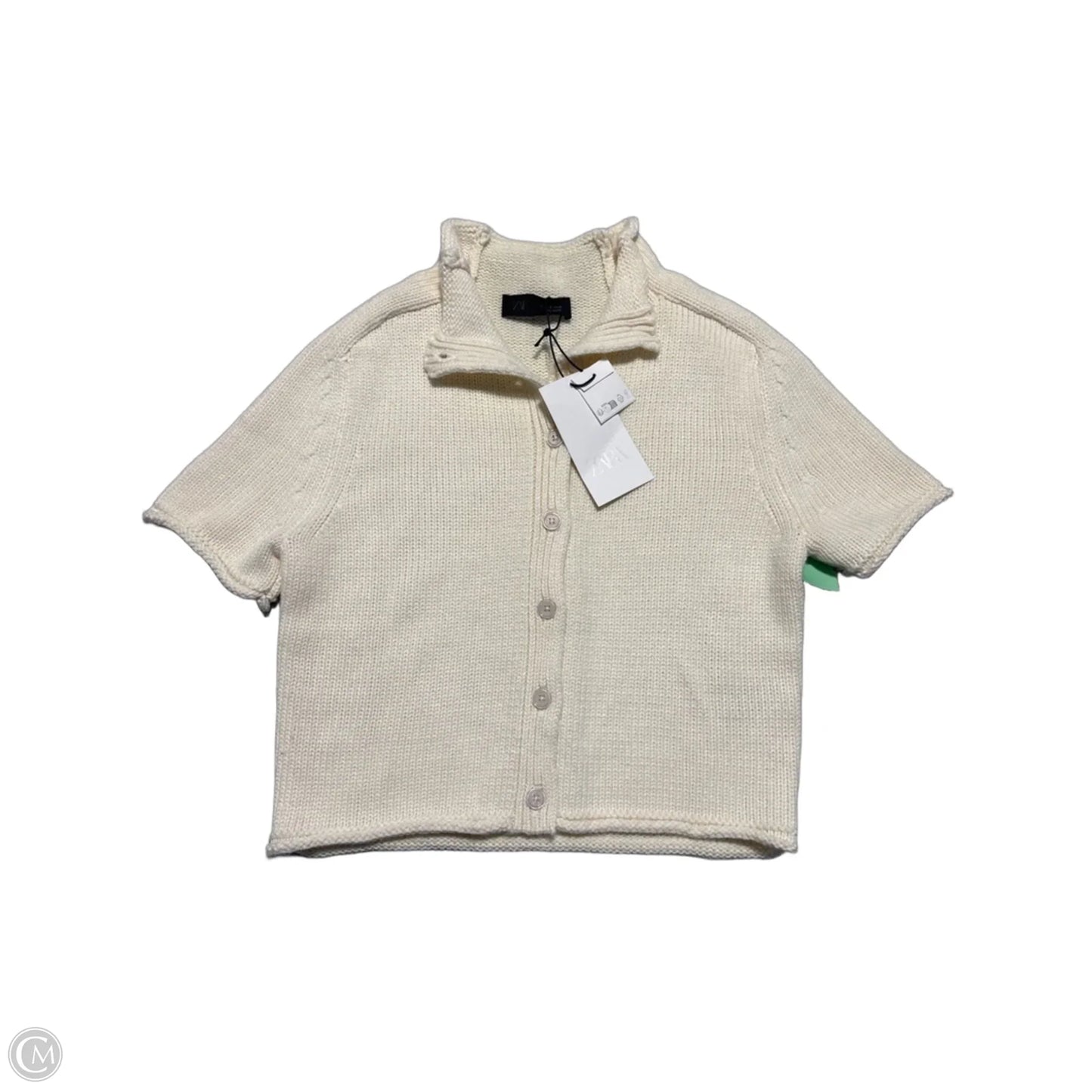 Sweater Short Sleeve By Zara In Cream, Size: M