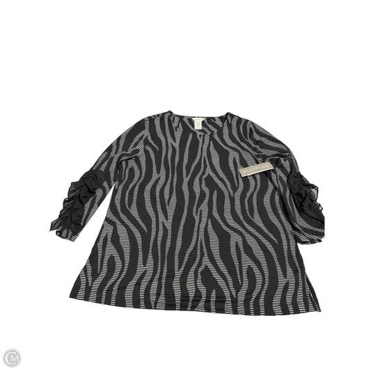 Top 3/4 Sleeve By Multiples In Black & Grey, Size: L