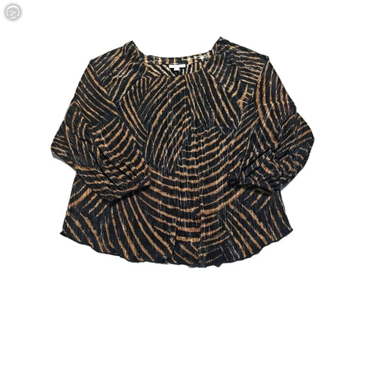 Top 3/4 Sleeve By Chicos In Black & Brown, Size: L
