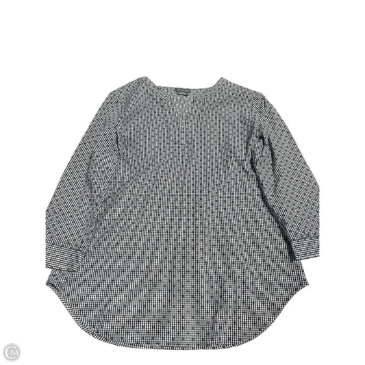 Top 3/4 Sleeve By Van Heusen In Black & White, Size: S