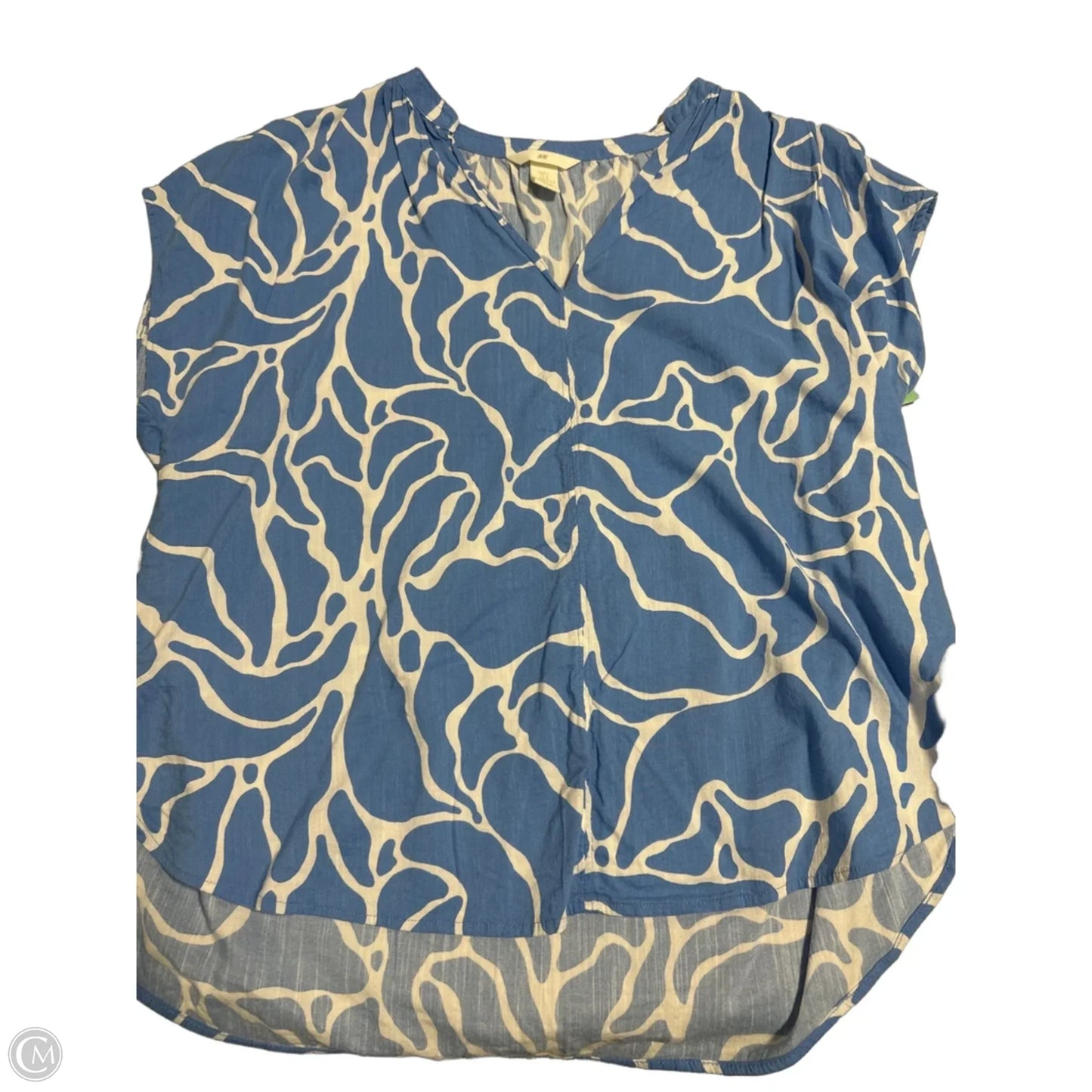 Top Short Sleeve By H&m In Blue & White, Size: L