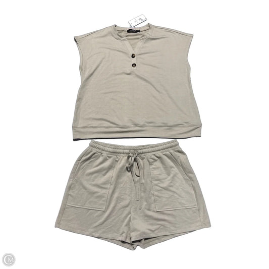 Top 2pc Short Sleeve By Lillusory In Tan, Size: L