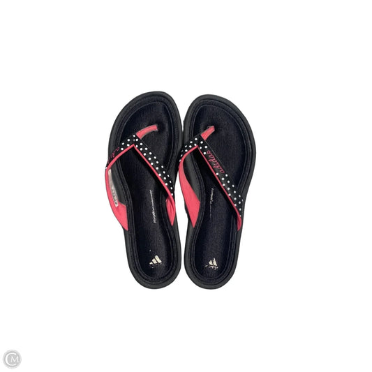 Sandals Flats By Adidas In Black & Pink, Size: 7