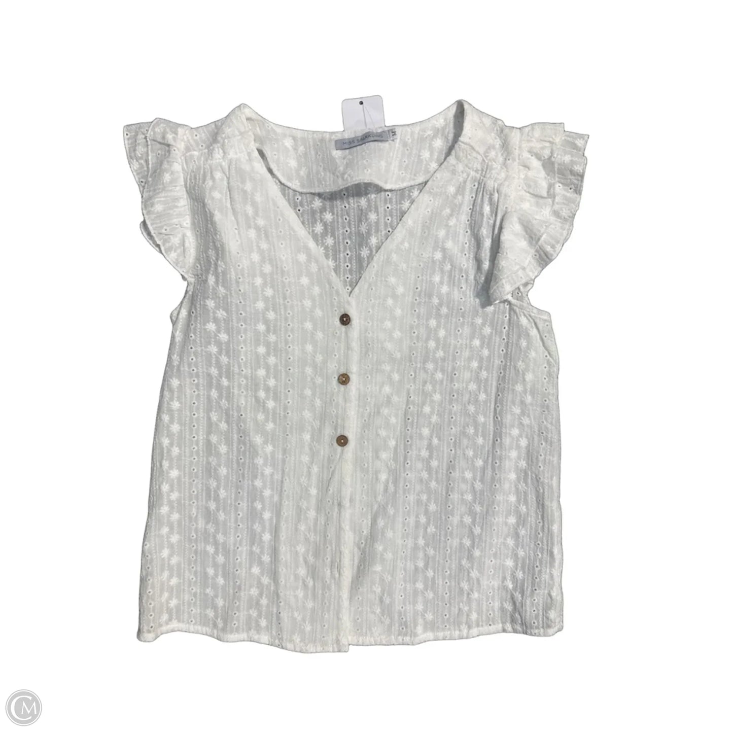 Top Short Sleeve By Miss Sparkling In White, Size: M