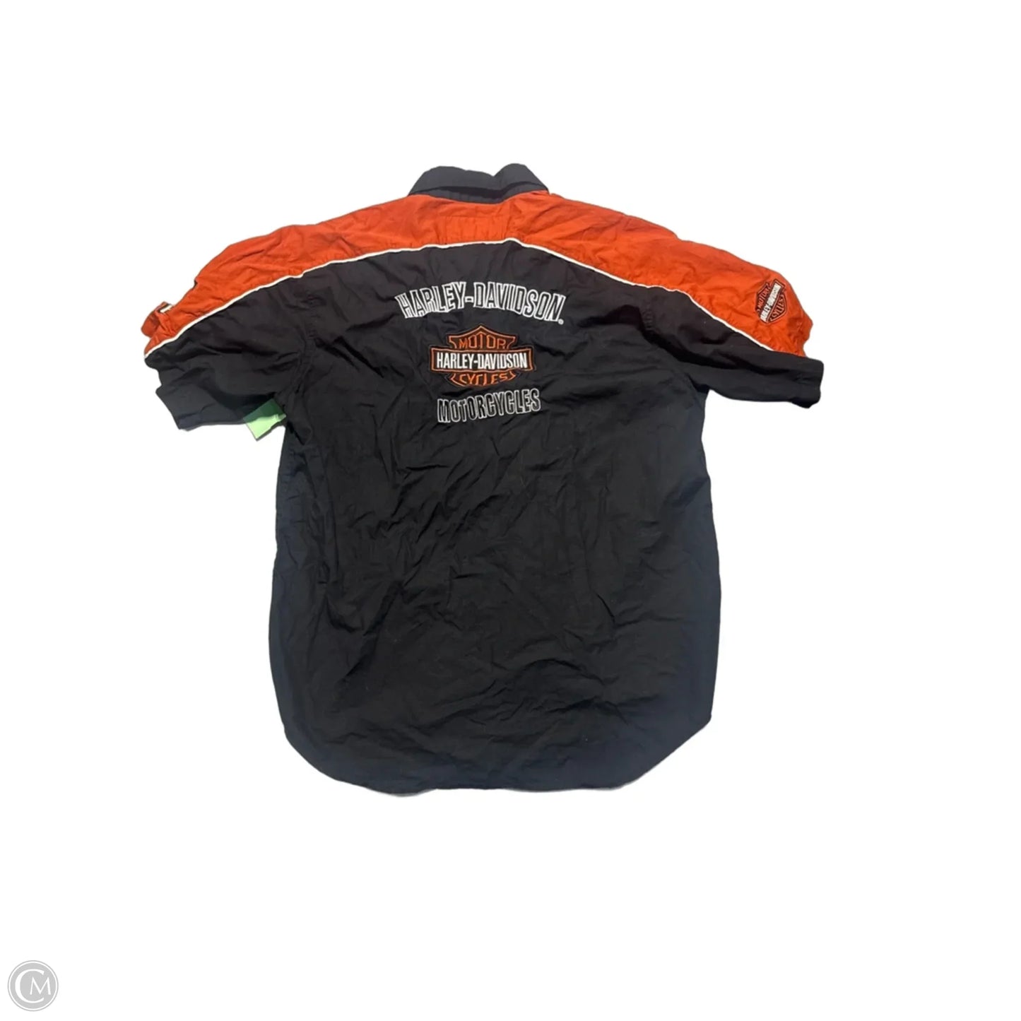 Top Short Sleeve By Harley Davidson In Black & Orange, Size: M