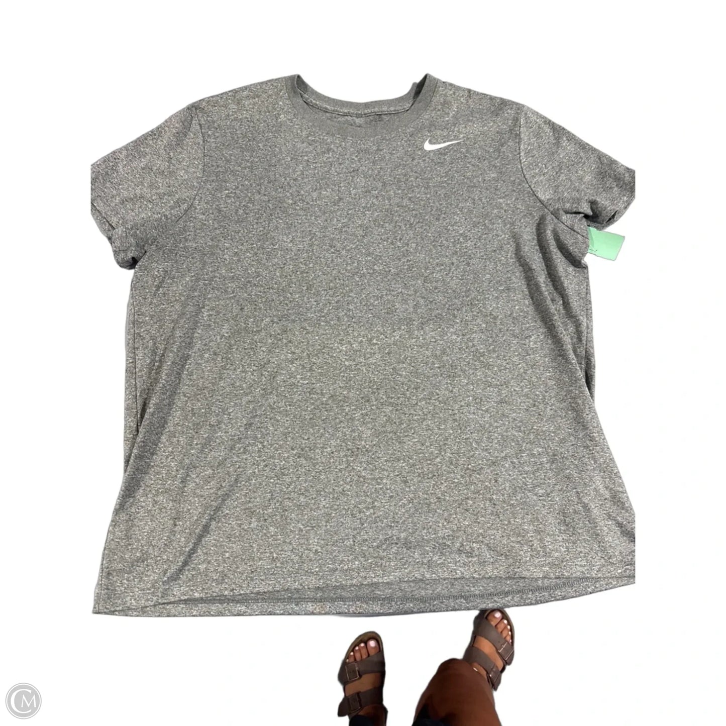 Athletic Top Short Sleeve By Nike In Grey, Size: Xl