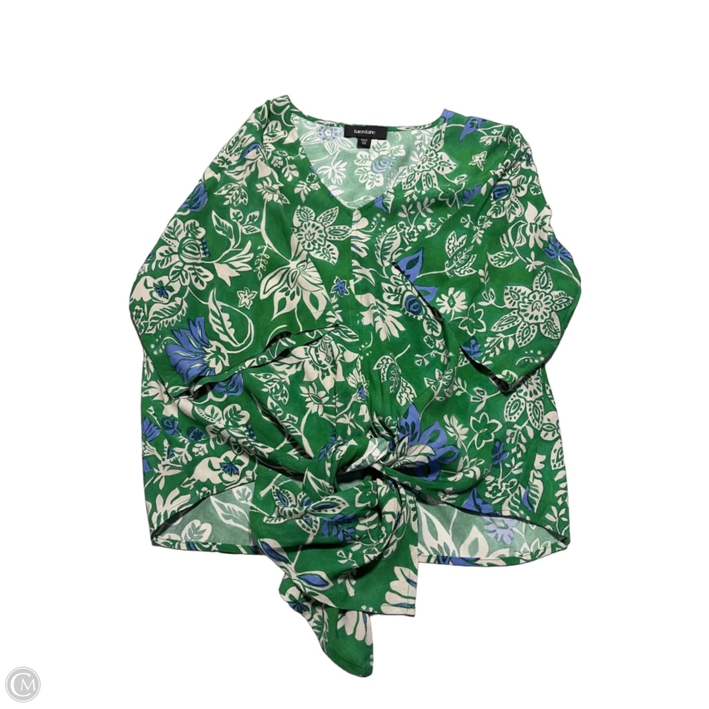Top 3/4 Sleeve By Karen Kane In Blue & Green, Size: Xs
