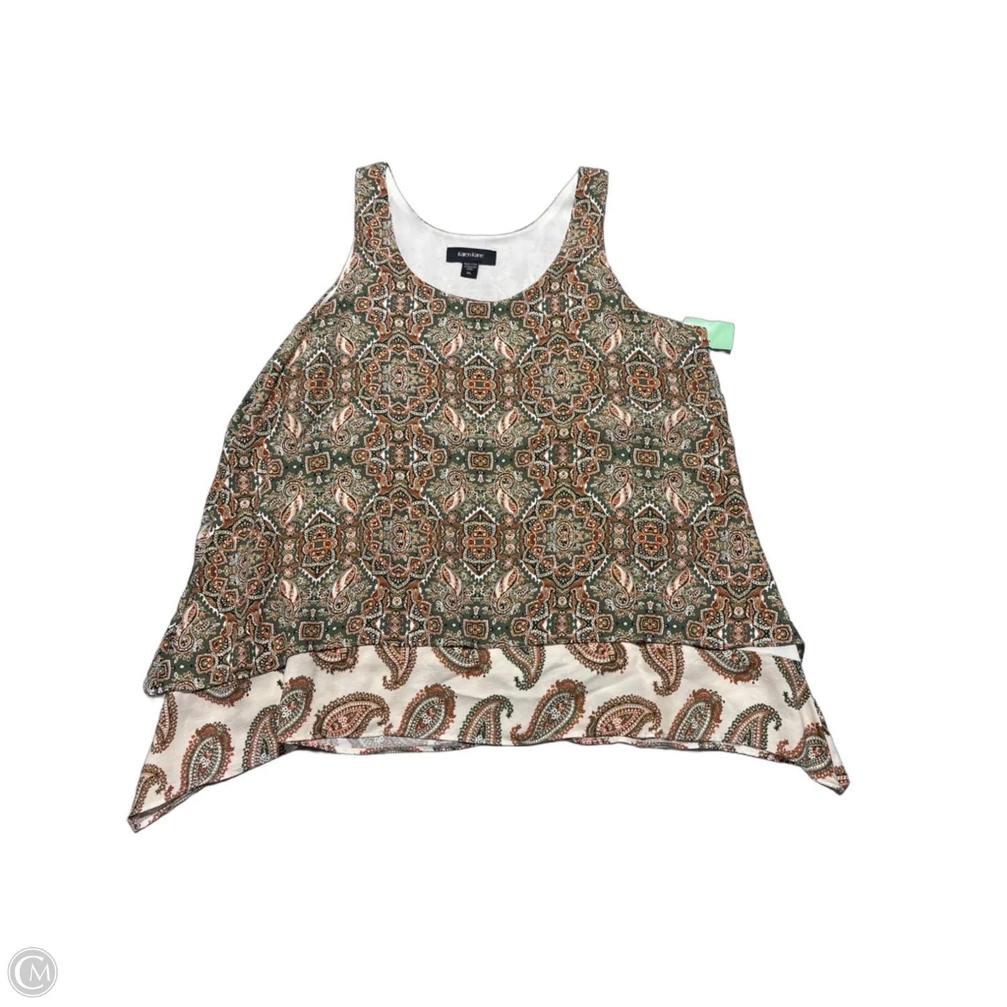 Tank Top By Karen Kane In Green & Orange, Size: Xl