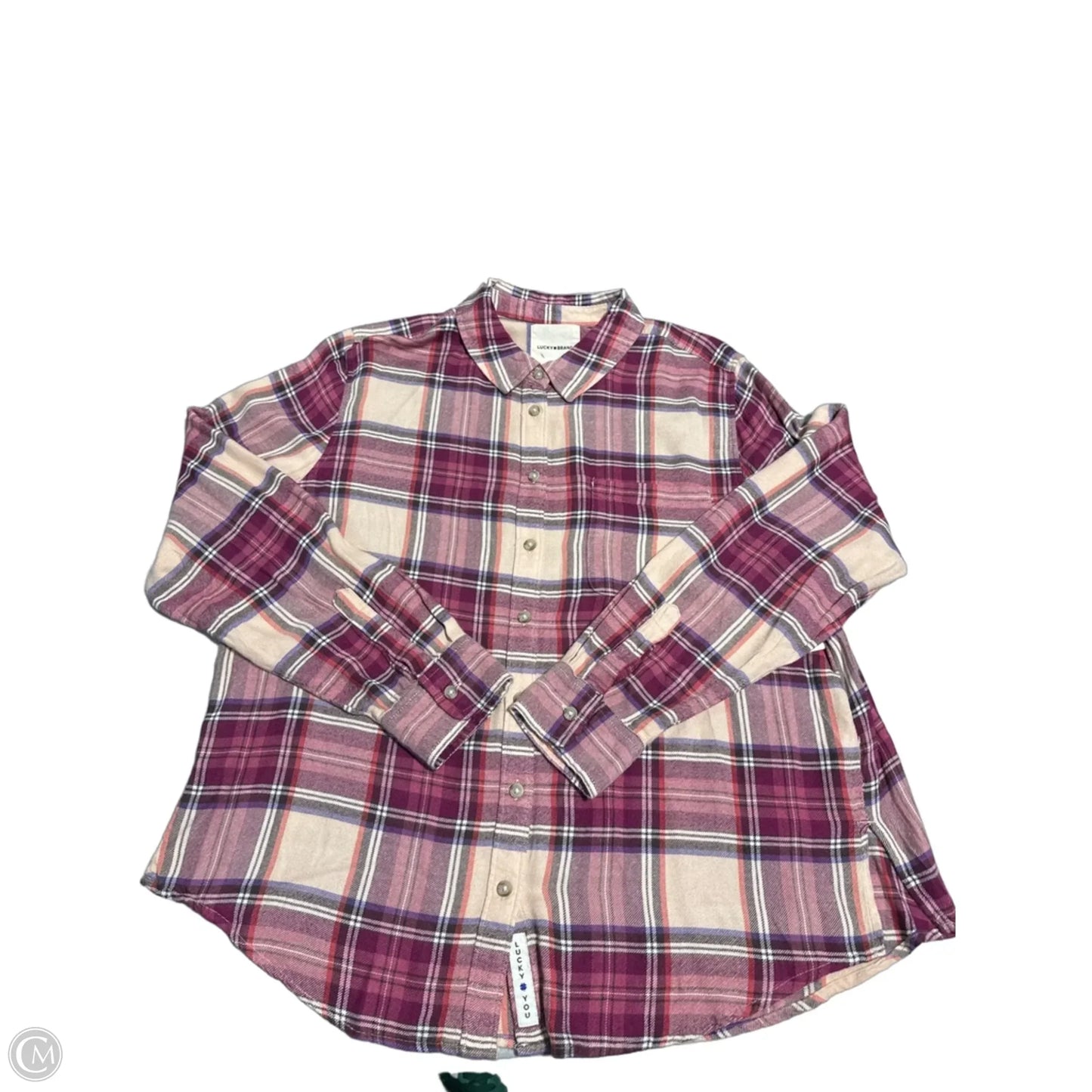Top Long Sleeve By Lucky Brand In Plaid Pattern, Size: M