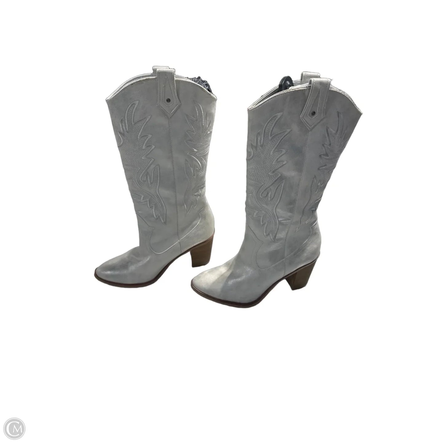Boots Ankle Heels By Mia In Silver, Size: 8.5