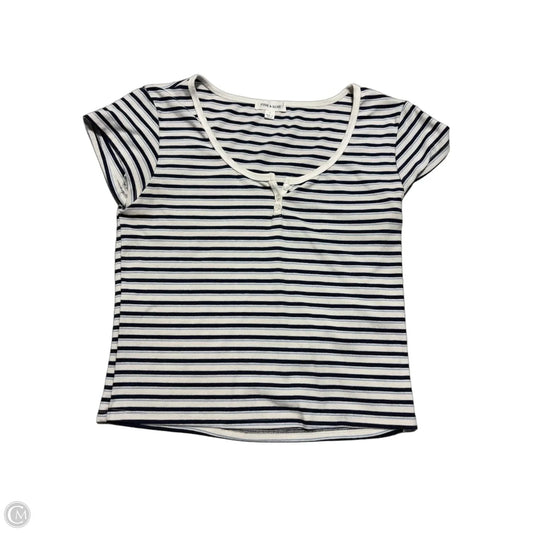 Top Short Sleeve By Pink Rose In Blue & White, Size: L