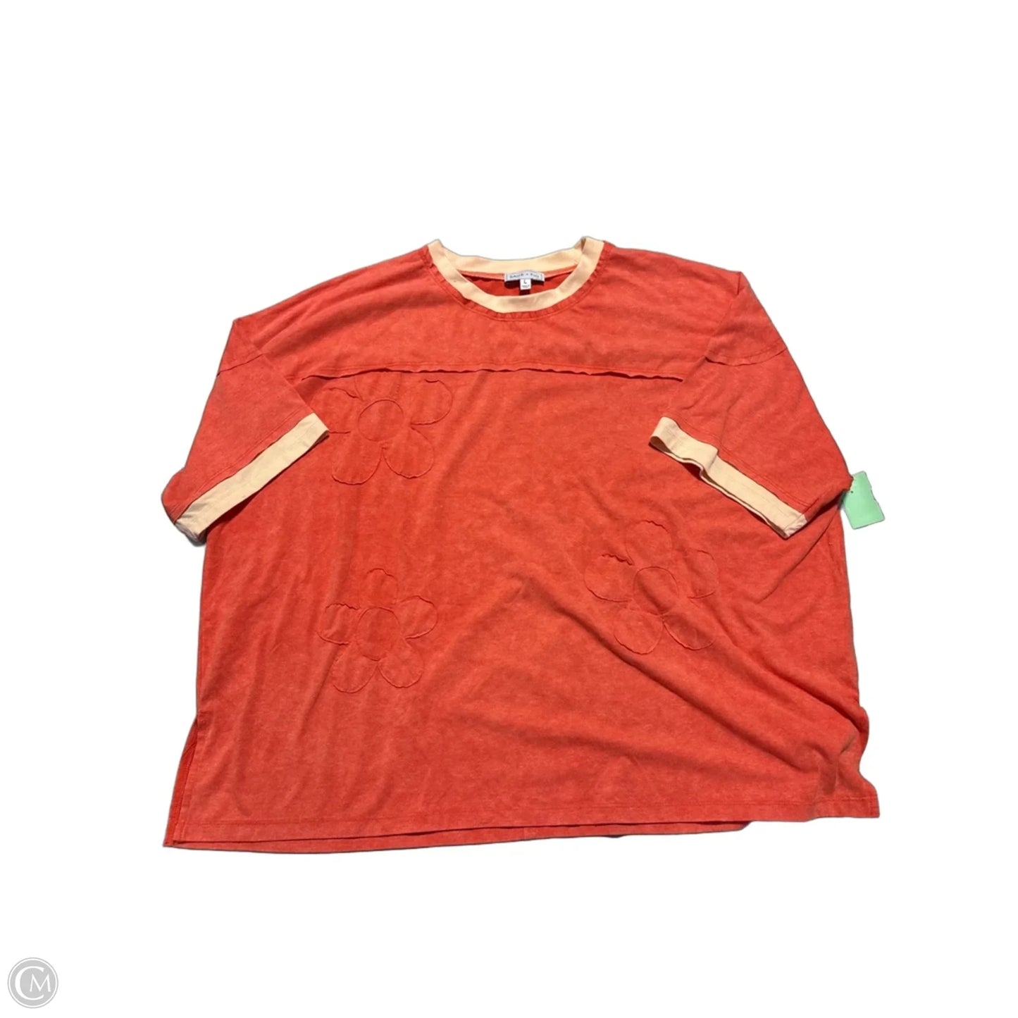 Top Short Sleeve By Sage In Orange, Size: L
