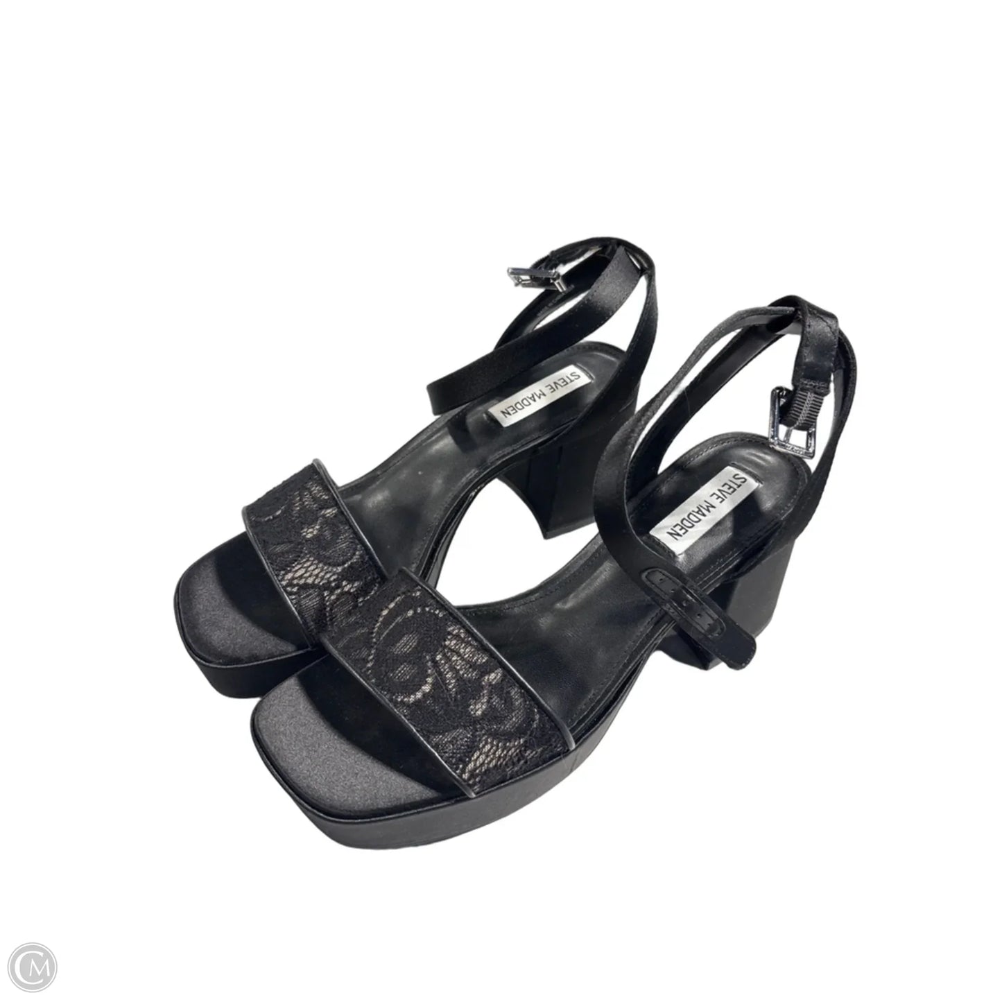 Sandals Heels Block By Steve Madden In Black, Size: 8.5
