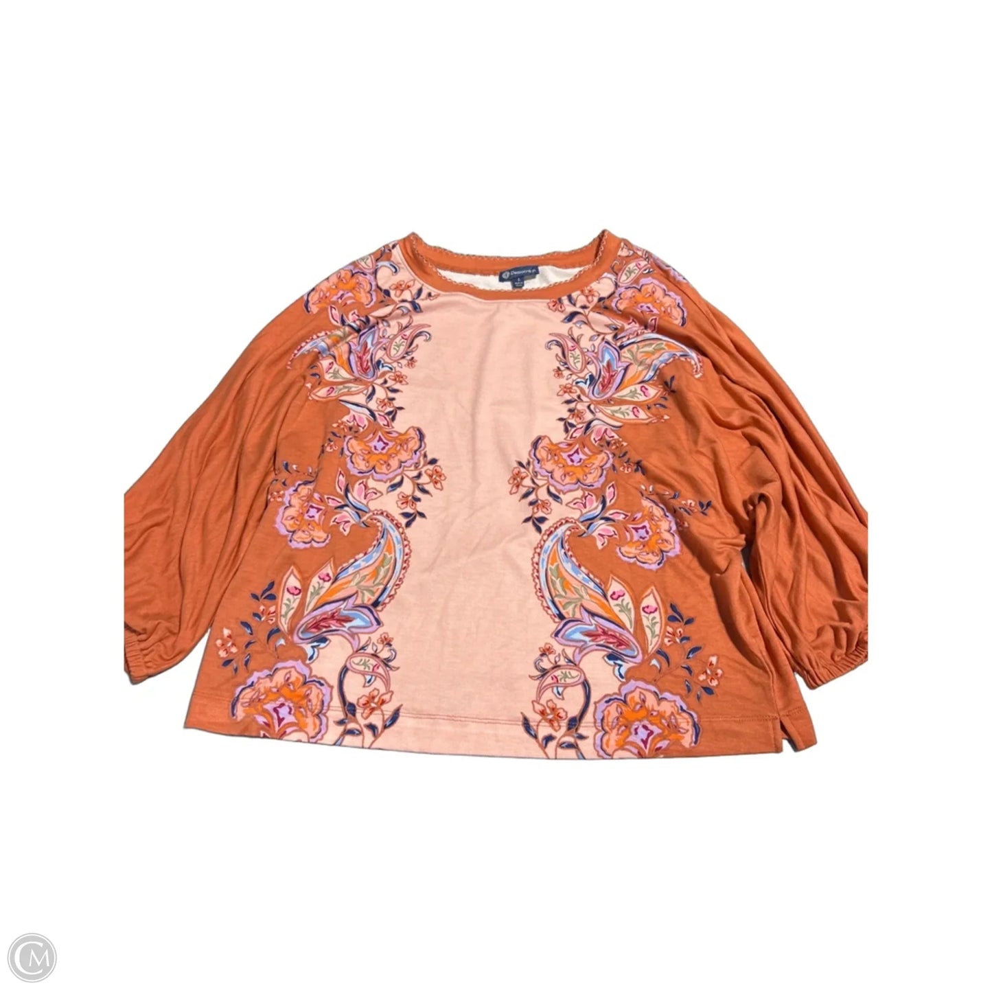 Top Long Sleeve By Democracy In Orange & Pink, Size: L