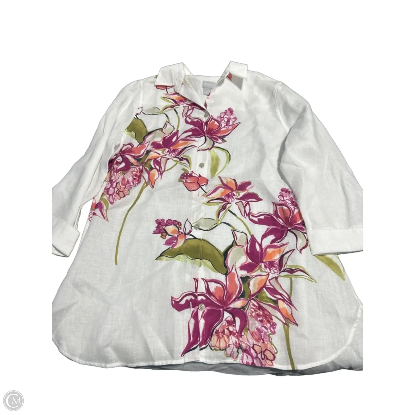 Top 3/4 Sleeve By Chicos In White, Size: S