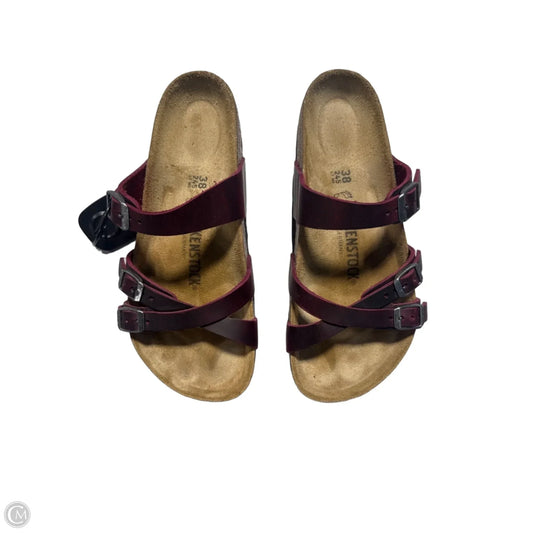 Sandals Flats By Birkenstock In Maroon, Size: 7