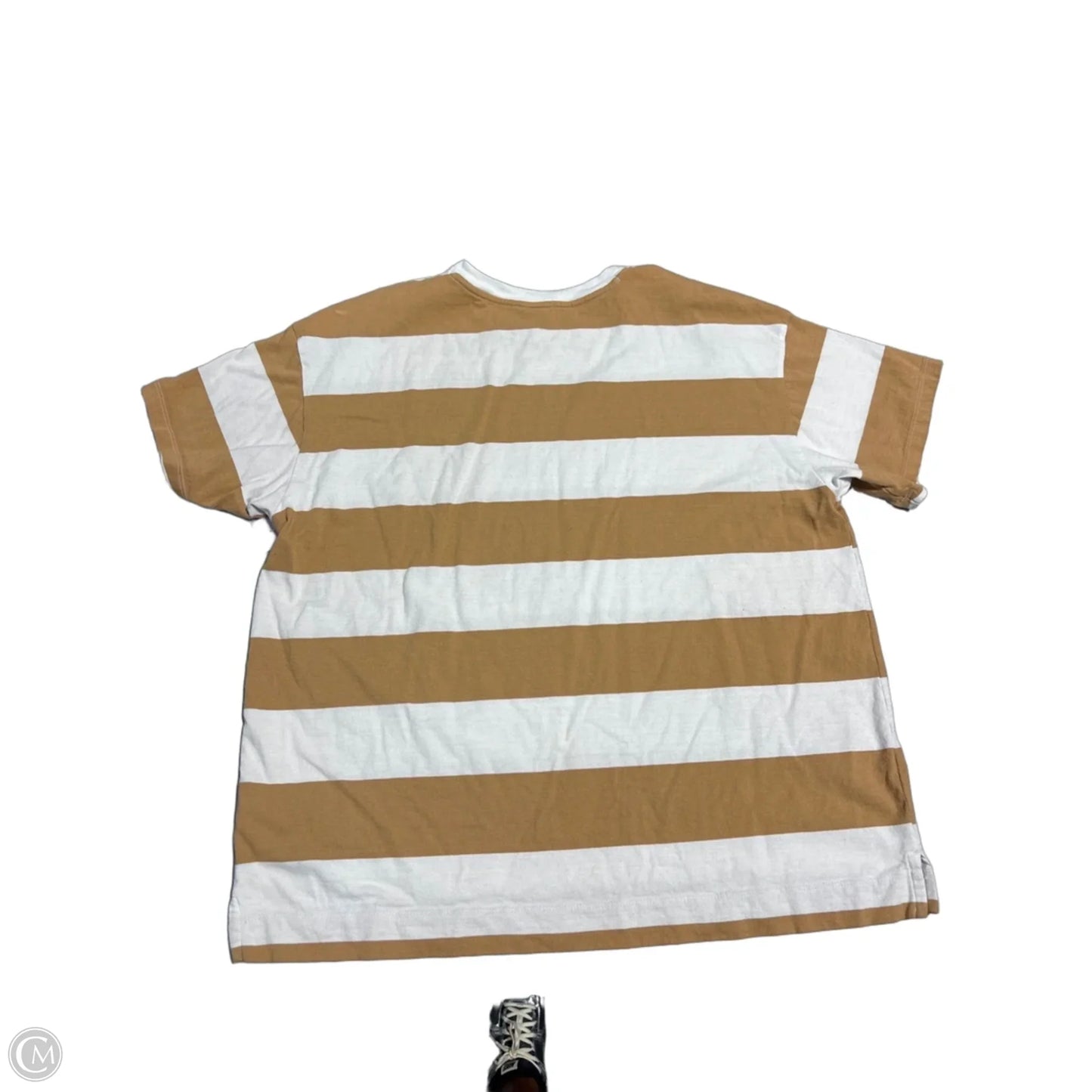 Top Short Sleeve By Old Navy In Tan & White, Size: L