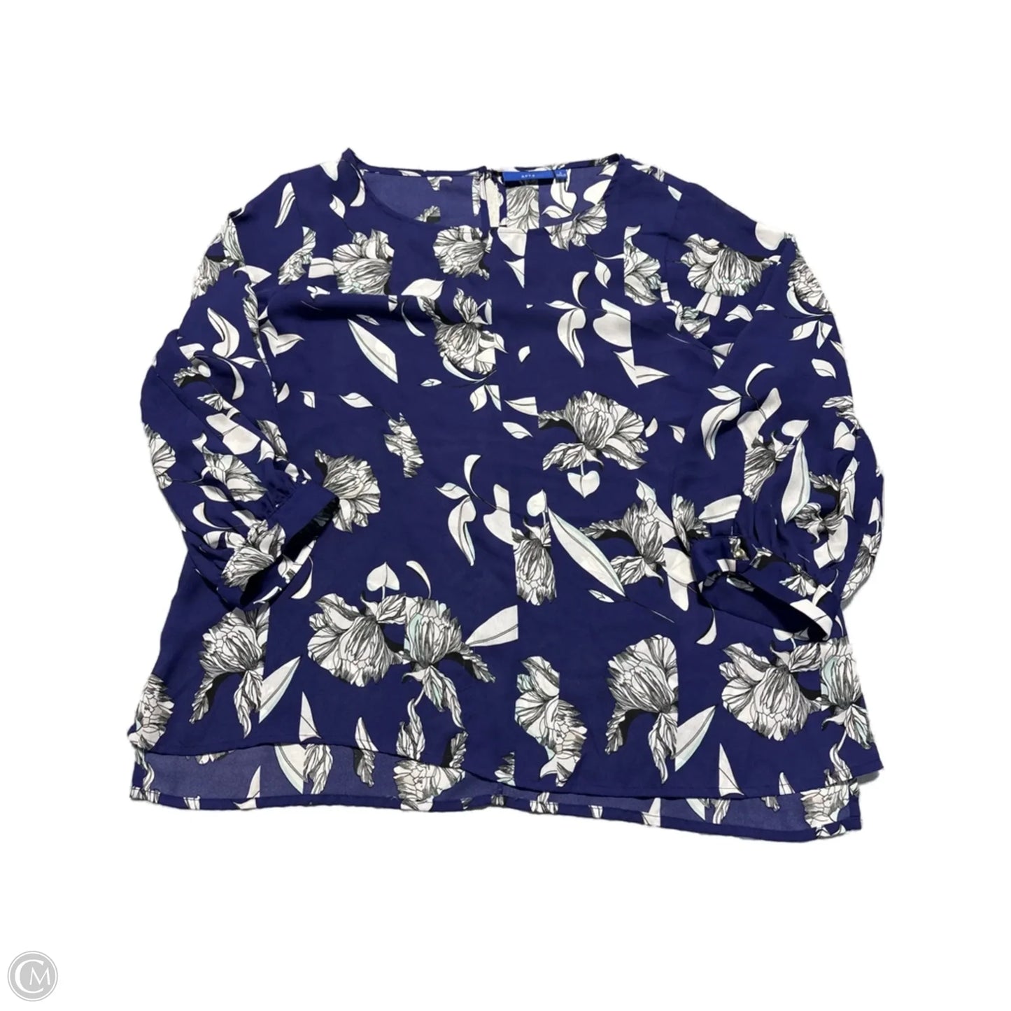 Blouse 3/4 Sleeve By Apt 9 In Blue, Size: L