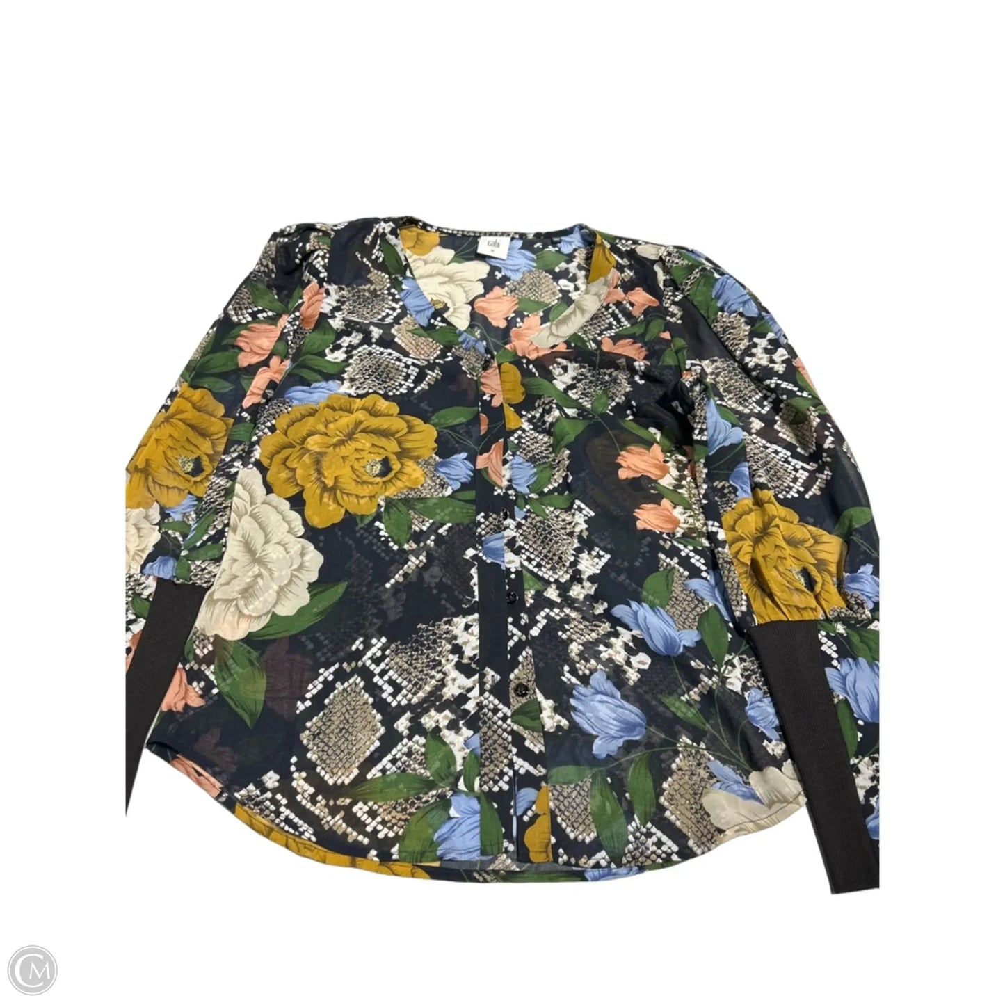 Top Long Sleeve By Cabi In Floral Print, Size: M