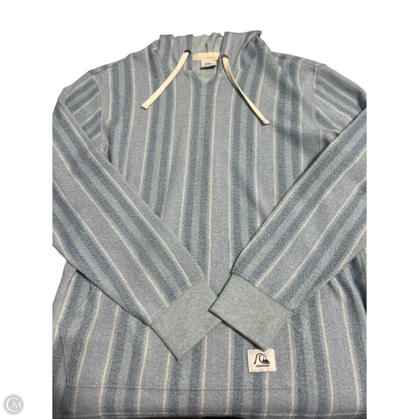 Sweatshirt Hoodie By Quicksilver In Blue & White, Size: M