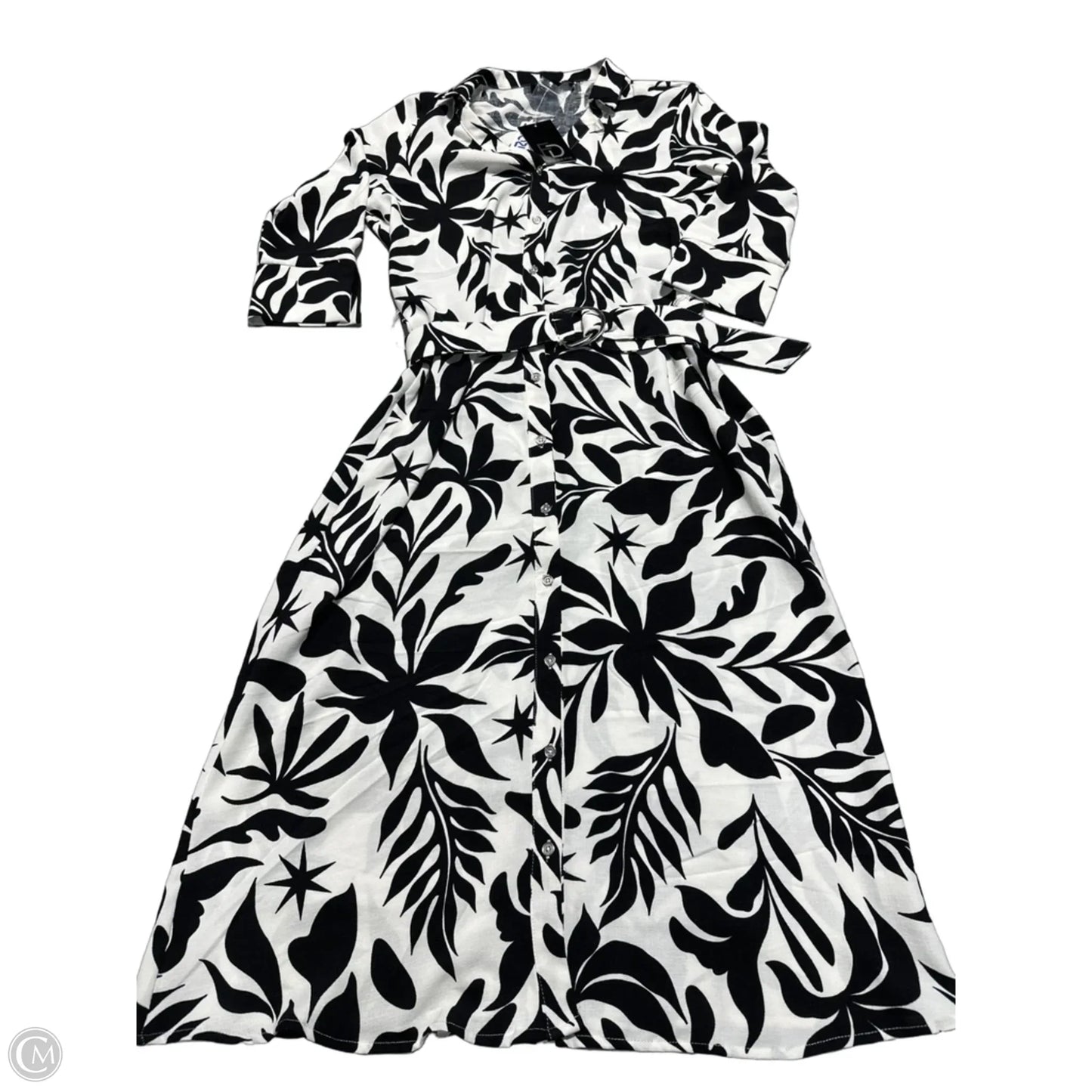 Dress Casual Midi By Fred David In Black & White, Size: S