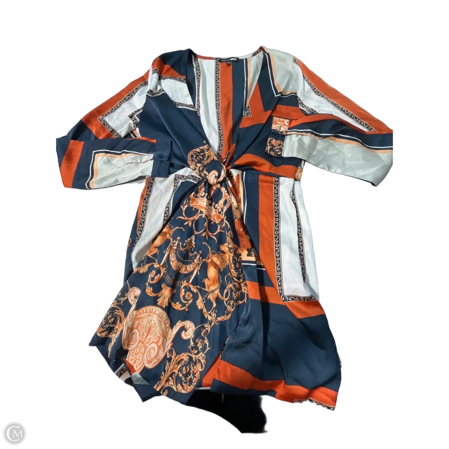 Dress Casual Short By Fashion Nova In Blue & Orange, Size: M