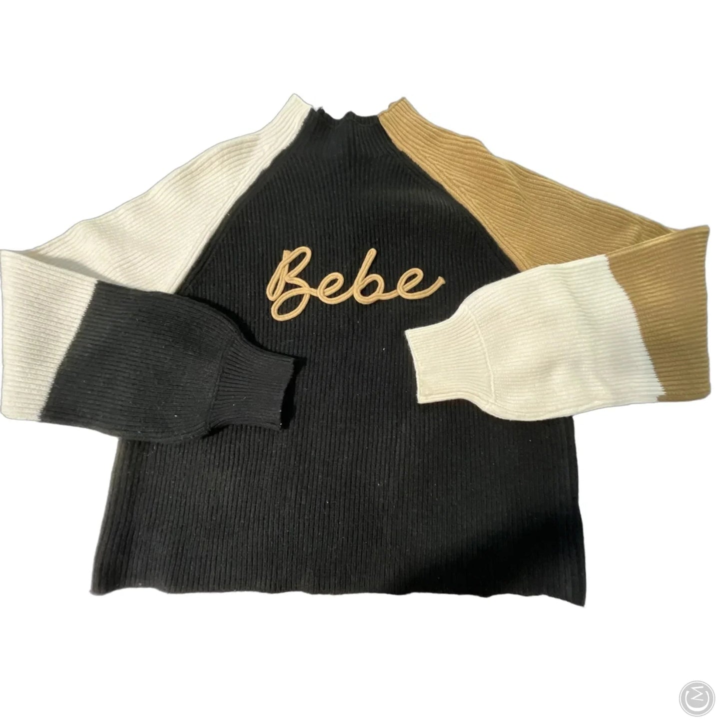 Sweater By Bebe In Black & Tan, Size: Xl