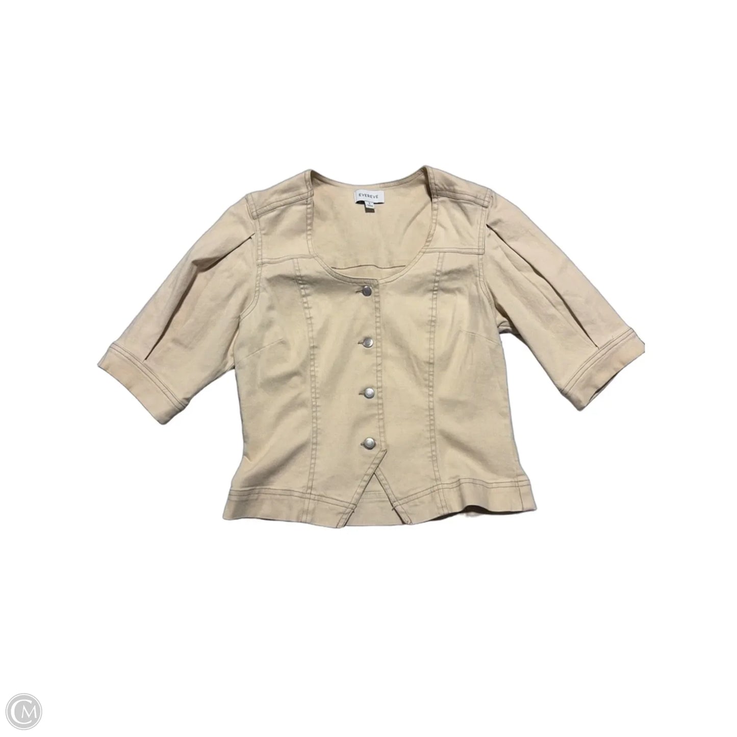 Top Short Sleeve By Evereve In Tan, Size: S