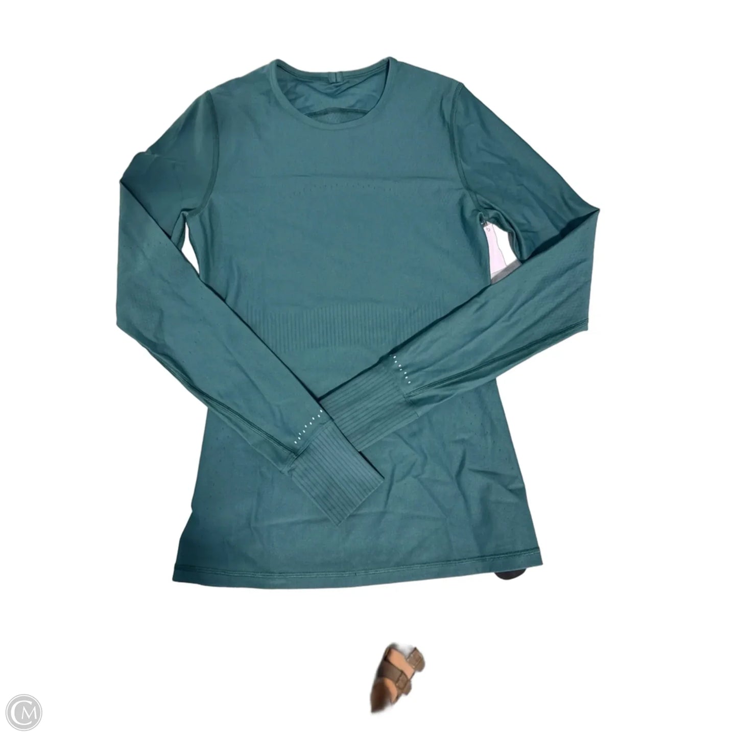 Athletic Top Long Sleeve Collar By Lululemon In Green, Size: 4