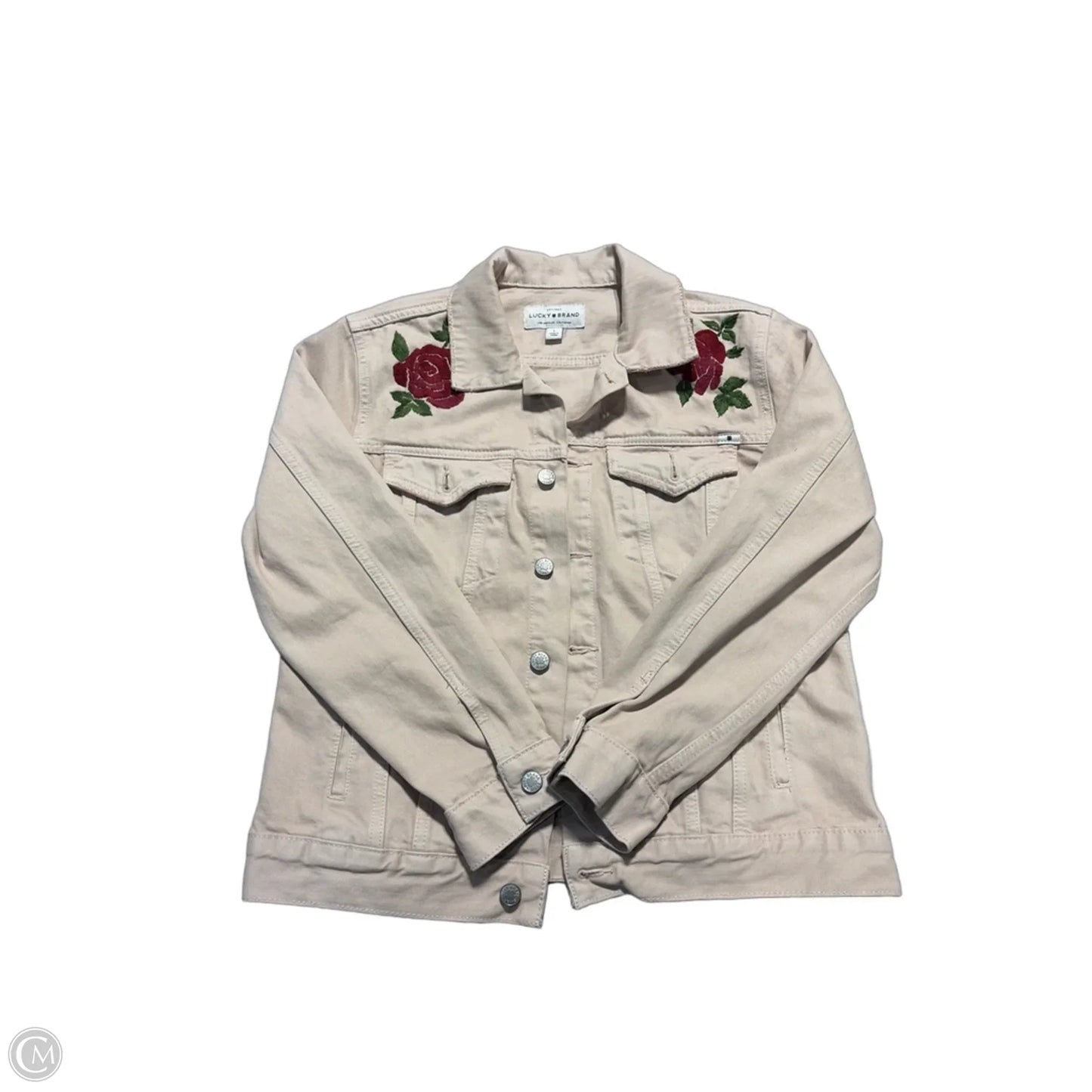 Jacket Denim By Lucky Brand In Tan, Size: L