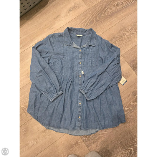 Top 3/4 Sleeve By Terra & Sky In Blue, Size: 2x