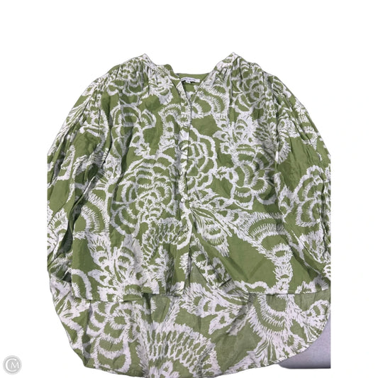 Top 3/4 Sleeve By Rose And Olive In Green & White, Size: 1x